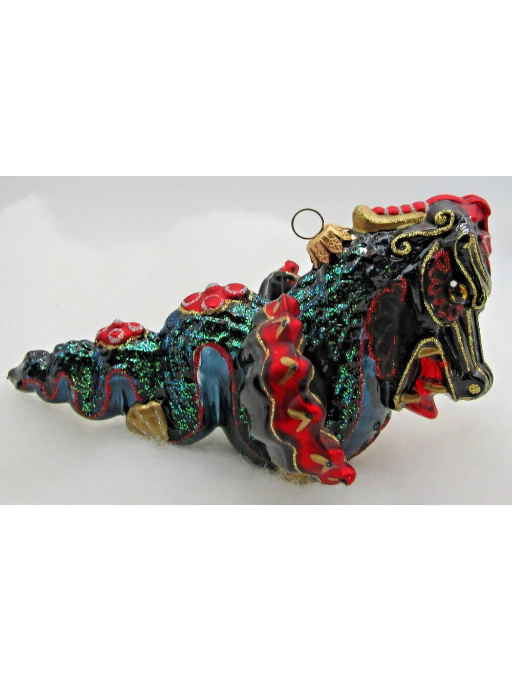 Thomas Glenn Molded Glass Holiday Colorful Flying Dragon Ornament